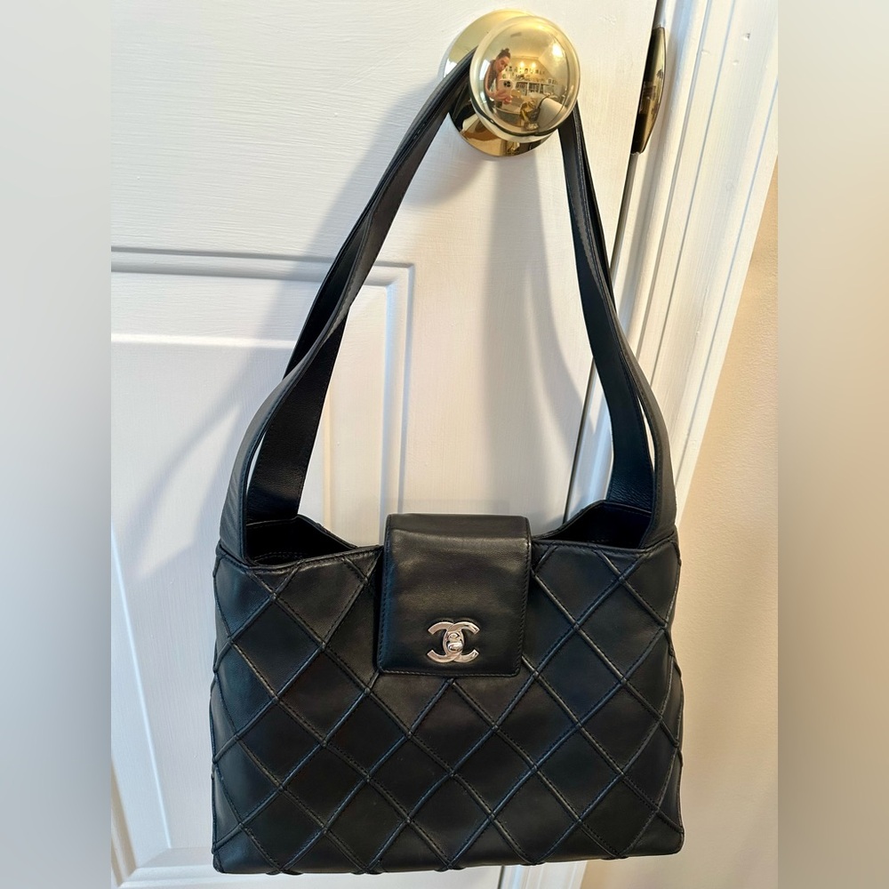 Chanel CC Turnlock Lambskin Leather Tote